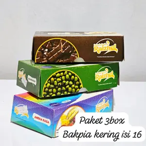 Paket Hemat 3 Dus Bakpia Pathok Kering Raizhel Isi 16 Makanan - Berbagai Rasa