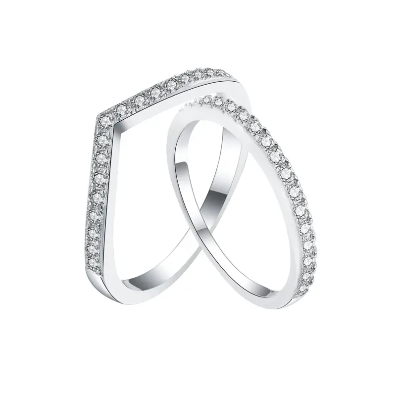 s925 Silver D color Moissanite ring row ring overlap wear women's ring