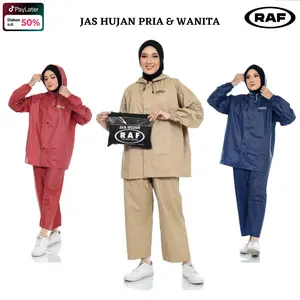 ( KETAR KETIR ) RAF Jas Hujan Dewasa Pria Wanita Kain Tebal Elastis Anti Rembes