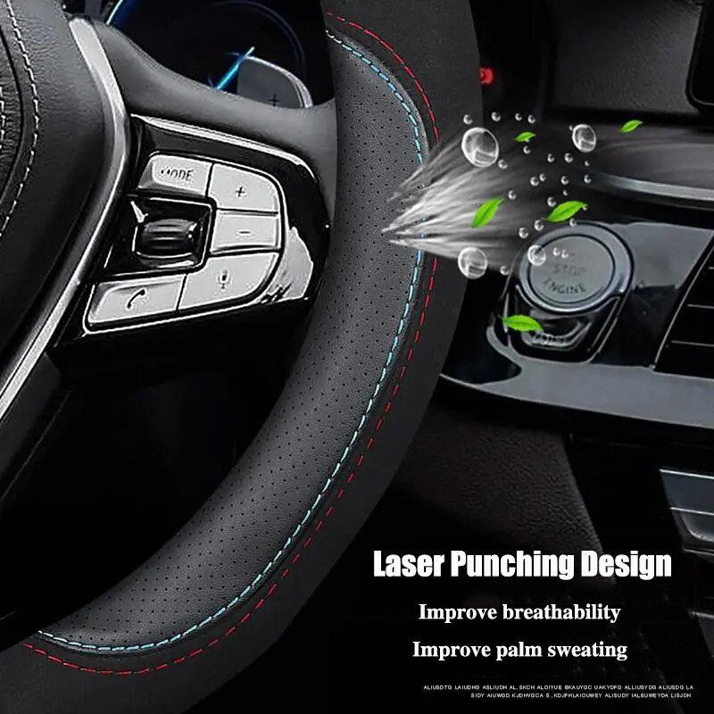 Product Introduction of 【Ready Stock】For Mitsubishi Leather Car Steering Wheel Cover For ASX Triton Pajero Outlander Attrage Mirage Xpander Lancer Adventure Grandis Storm Fuso Montero Wear-Resistant and Non-Slip 2