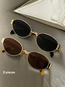 Lentes ovalados vintage para mujer, lentes de sol casuales y modernos para uso diario, lentes de moda para actividades al aire libre