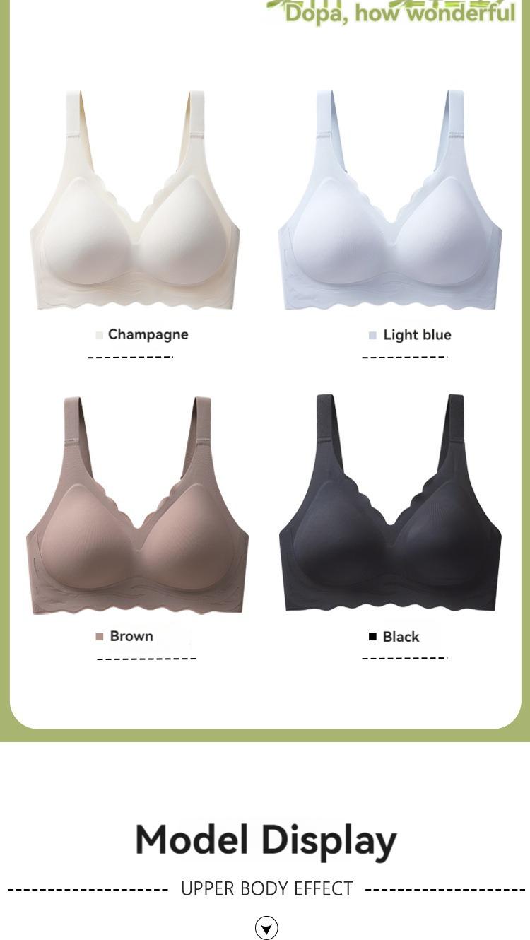 Product Introduction of Jelly strips non-marking large size underwear female summer thin section large breasts show small breasts gathered without steel ring fixed cup bra 15