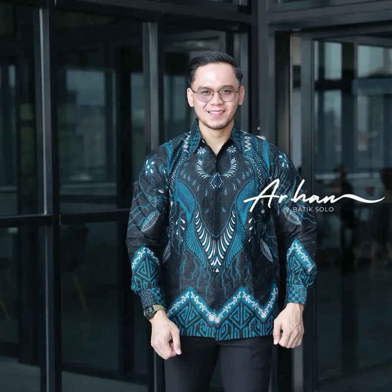 Kemeja Batik Premium motif BIRU SEKTI lengan panjang/pendek Bahan katun prima premium ARHANBATIKSOLO 0