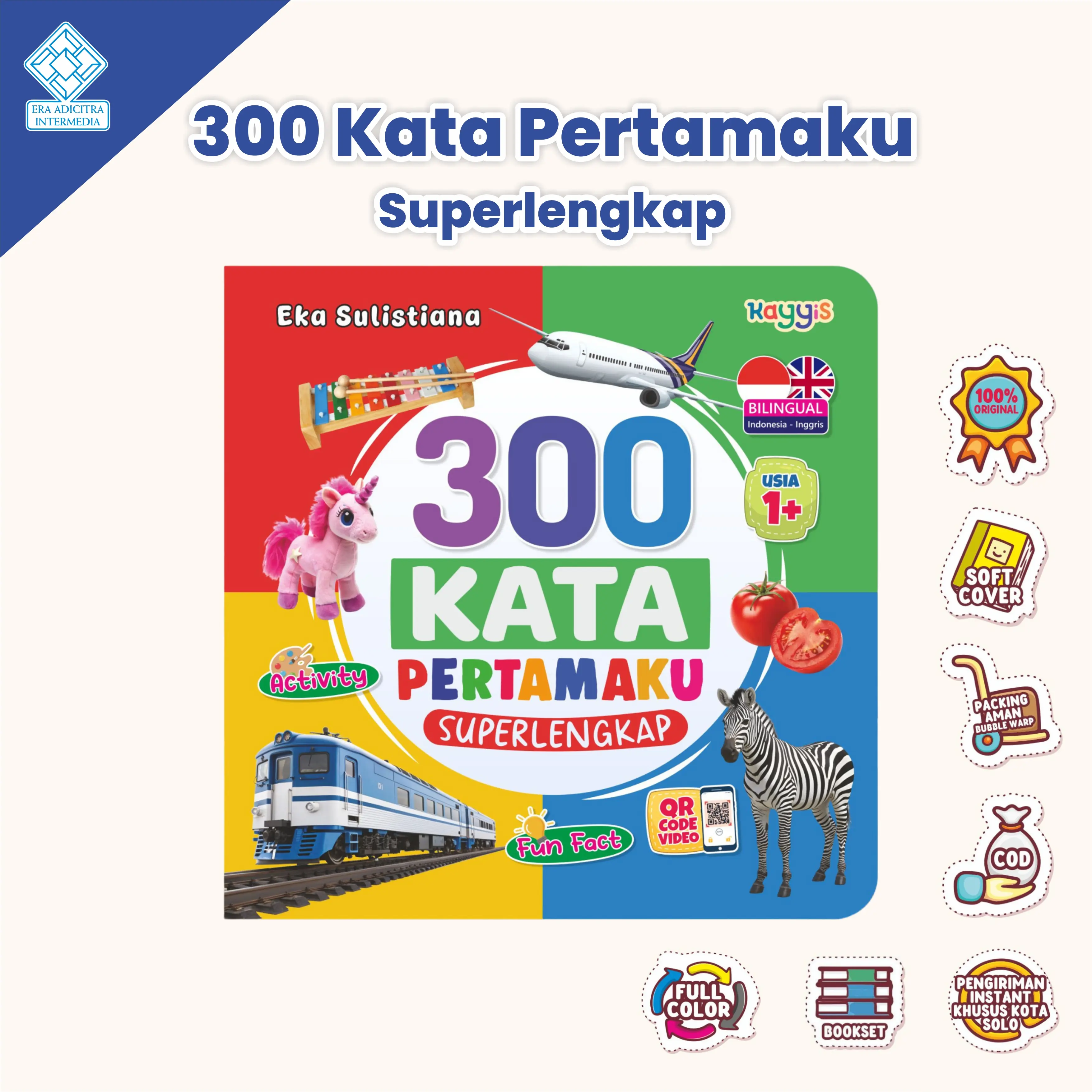 300 Kata Pertamaku Superlengkap Buku Anak Edukasi Bergambar untuk Usia 1+ Tahun - Kayyis Books