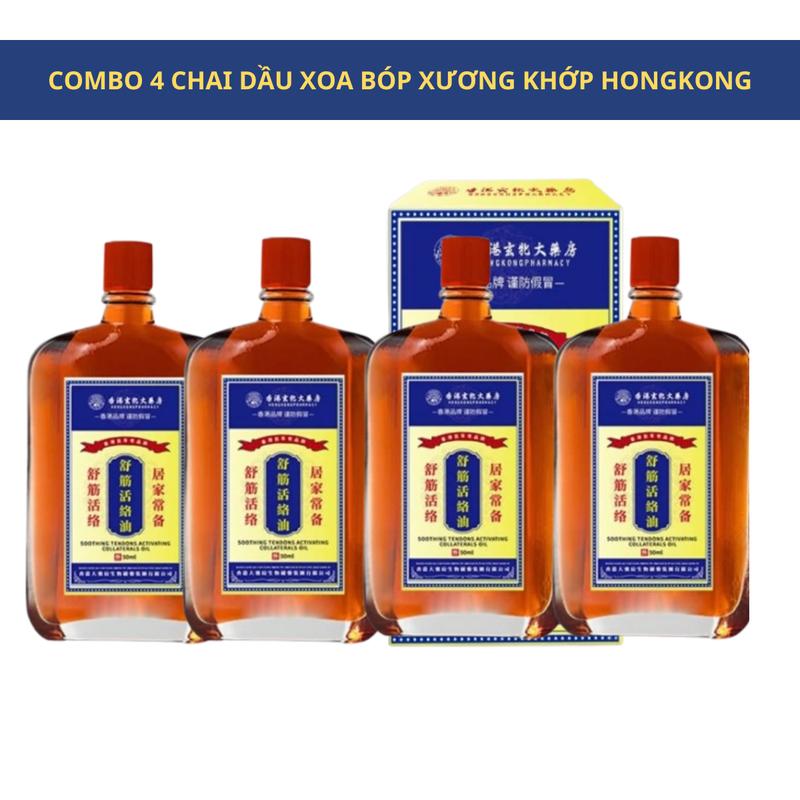   Combo 4 chai  Dầu Xoa Bóp Xương Khớp - Dầu Nóng Nhức Mỏi - Giảm Đau Nhức Xương Khớp Cổ Vai Gáy Chai 50ml - Thương Hiệu Hồng Kông 