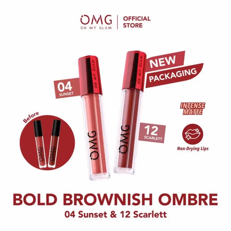 PAKET OMBRE OMG LIPCREAM | BUNDLING 2 PCS OH MY GLAM LIPCREAM Waterproof Bibir 8