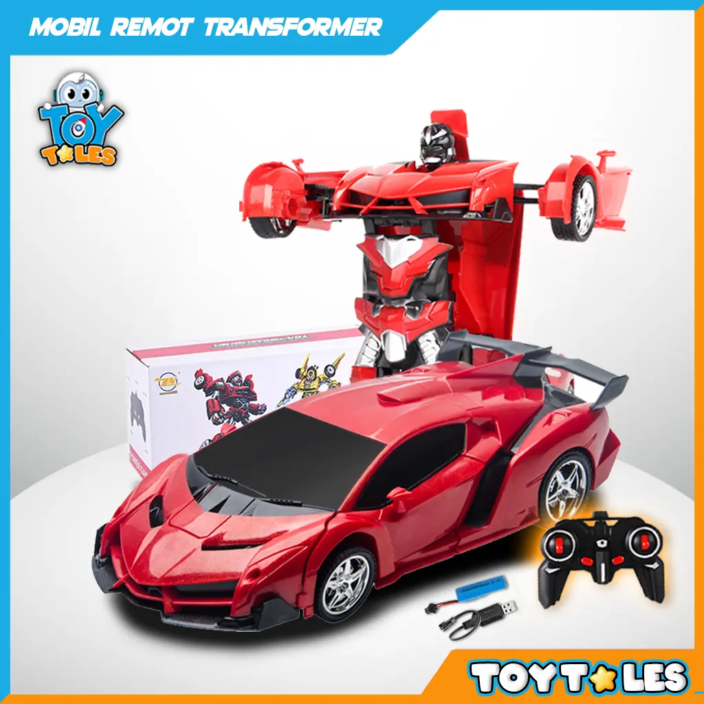 [TOY TALES] Mainan Mobil Remote RC Transforming Robot - Permainan Balap Mobil Remote Control yang Bisa Berubah Menjadi Robot T008