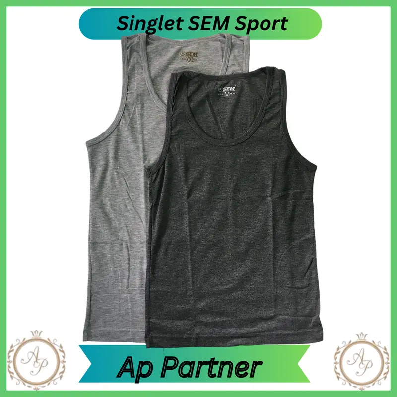 Grosir 3 Pcs - Singlet Pria Polos Bahan Katun SEM SPORT M - XXL | Kaos Dalam Laki Laki Gym 7
