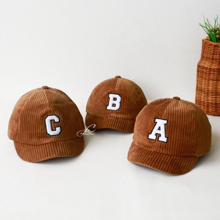 M♥T3 Jocoproduction - Baseball Anak Inisial A-Z Kualitas Import Premium Alfabet Coklat Edition Corduroy U➸Kf 1