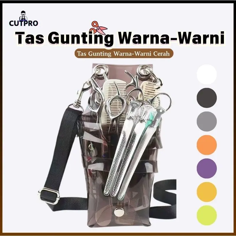 Tas Gunting Profesional 7 Slot Warna-Warni | Tas Gunting Transparan untuk Penata Rambut & Groomer 0245