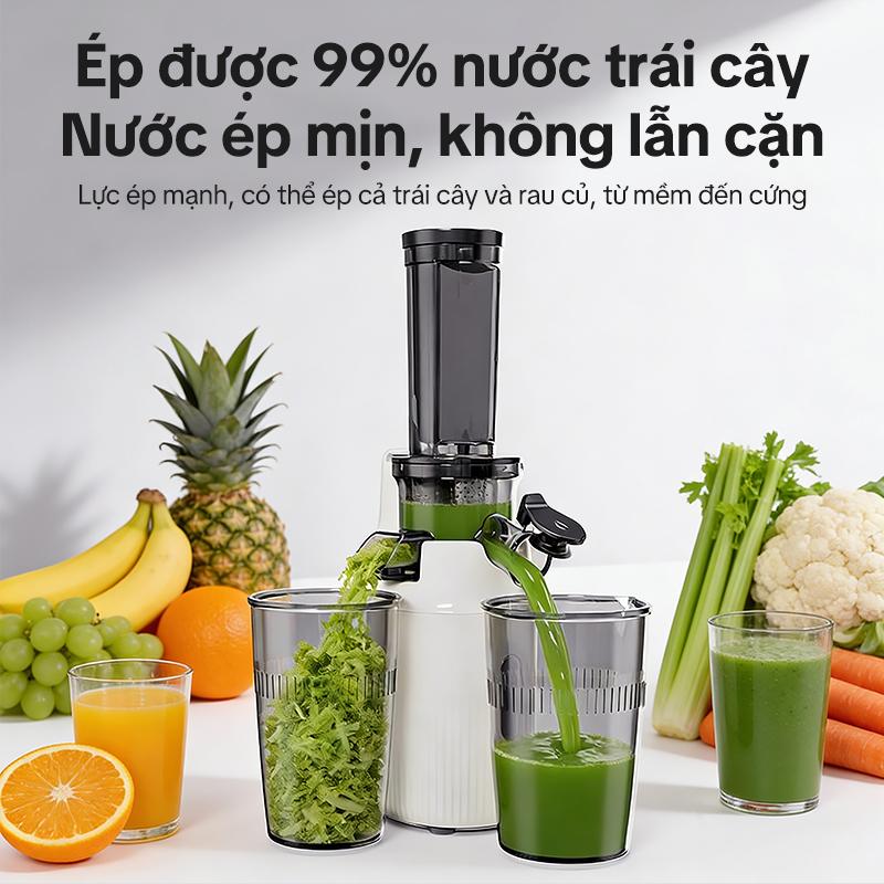Kawu Máy Ép Trái Cây Chậm Dạng Trục Vít, Tự Động Tách Bã Hiệu Quả, Dung Tích 400ml, Tháo Rời Dễ Dàng Vệ Sinh, Tiện Lợi Và Tiết Kiệm Thời Gian, Phù Hợp Làm Nước Ép Và Sinh Tố Healthy Mỗi Ngày SJ-019