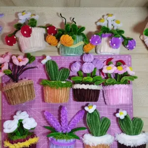 Magnet Kulkas Custom nama  Kawat Bulu Pot Bunga Mini Imut Berbagai Macam Bunga Cocok untuk hiasan kulkas dan lain lain..