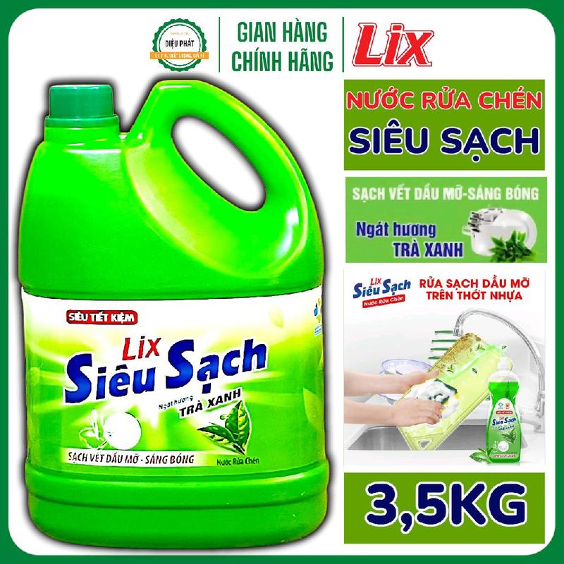Nước Rửa Chén LIX Siêu Sạch Làm Sạch Hương Trà Xanh Ngát Hương 3.5kg