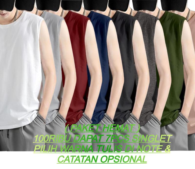 Kaos Singlet Pria Gym Funzie 7 pcs 100 Ribu Polos Singlet Cowok Trendy Kaos Lekbong Laki Laki 8