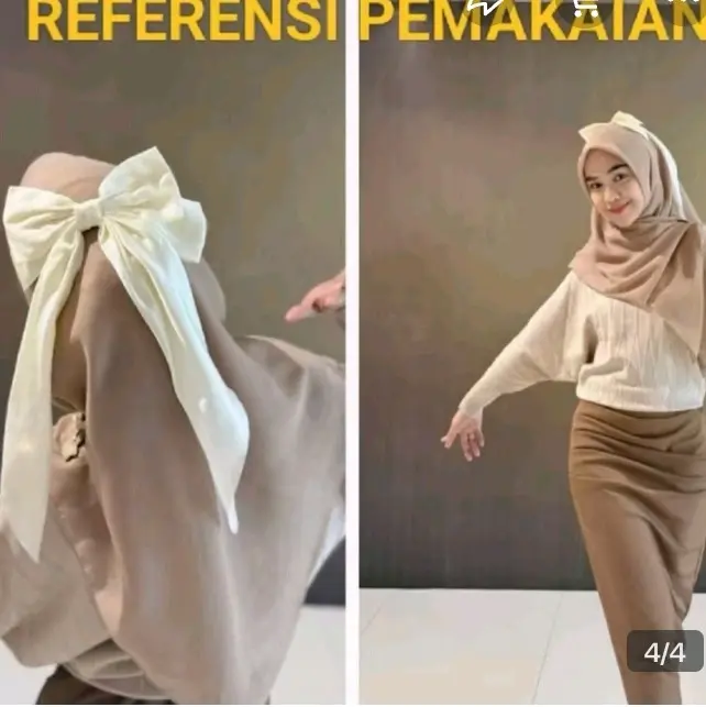 Pita Hijab ala Ria Ricis dan Hairclip Bahan Silk pita jepit korea pita hijab belakang viral