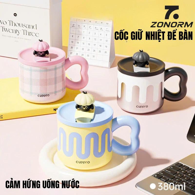  ZONORM Cốc Giữ Nhiệt Ly Uống Nước Inox 316L Cao Cấp Nắp Đậy Chống Bụi Dễ Thương Màu Sắc Trẻ Trung 
