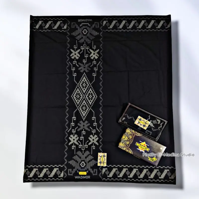 Sarung Wadimor Hitam Polos Tumpal Motif Kembang Batik Bisa COD Ukuran Dewasa Kwalitas Super Santri Muslim Putih Mewah 1