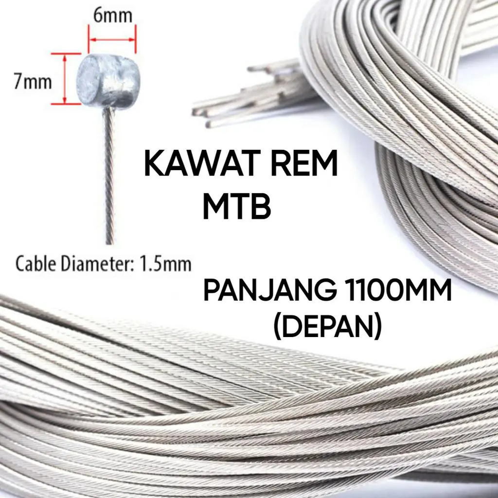 Kawat Inner Rem Brake Sepeda Galvanized Front 1100MM 1.1 Meter Kabel Sepeda Lipat MTB DLL