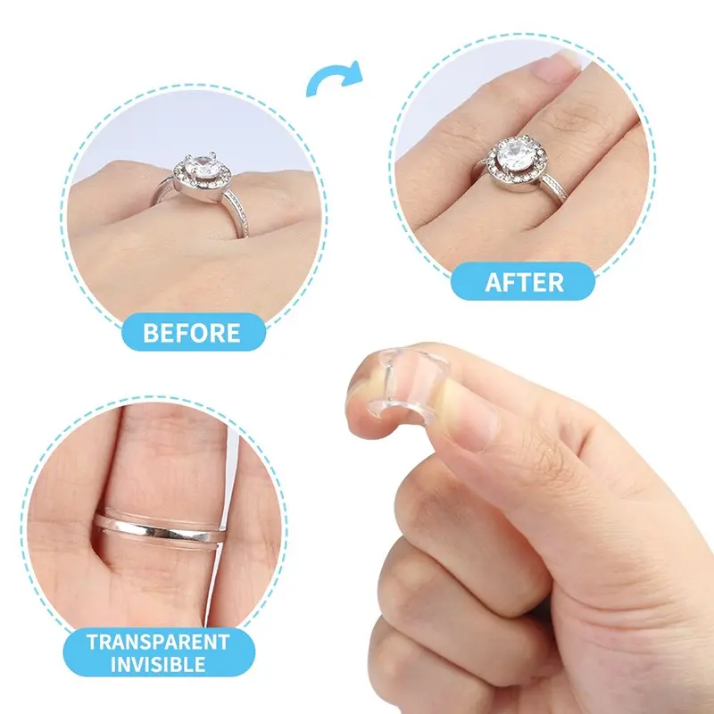 Bộ Điều Chỉnh Kích Thước Nhẫn Trong Suốt Vô Hình Bằng Silicon, 8 Kích Cỡ, Bộ Giảm Tốc Thắt Lưng, Dụng Cụ Trang Sức 1