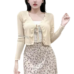 KIYANA Cirebon Cloth - Ceyoon Cardigan Crop | Cardigan Crop Wanita | Cardigan Crop Tali | Cardigan Crop Rib Knit | Cardigan Korean Style | Cardigan Wanita Crop | Cardigan Crop Korea Fit Panjang Knitwear Baju Top Atasan Kardigan