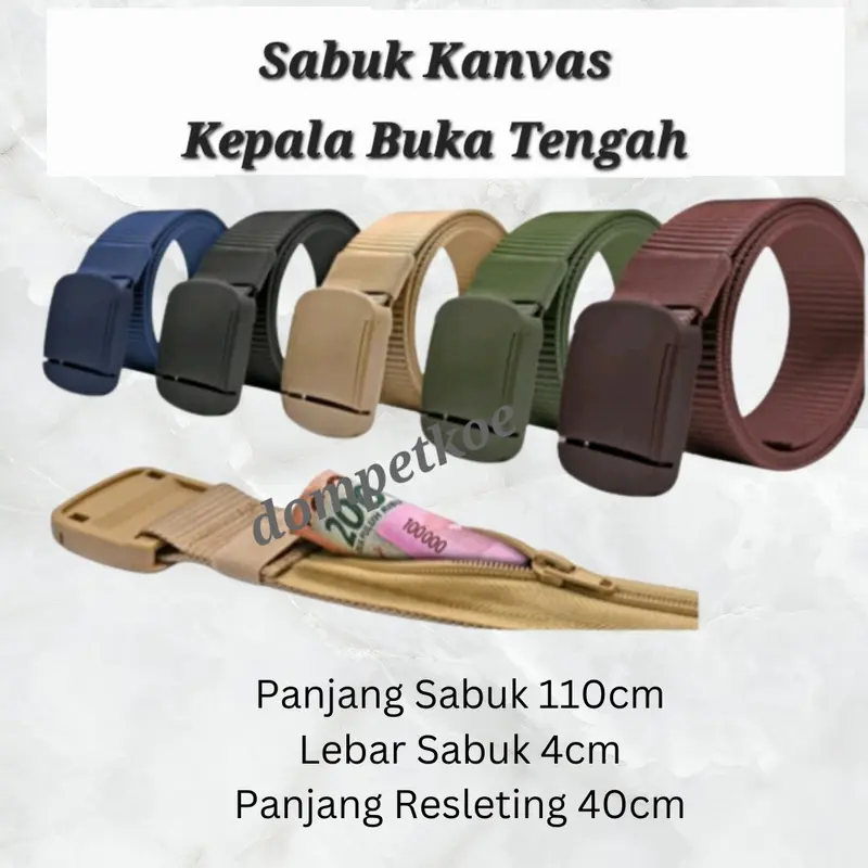 Sabuk Pria Dewasa Keren Bahan Kanvas Model Resleting Gesper Pengait 1