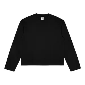 Wush Club Baju Kaos Boxy Longsleeve Pria Wanita Oversize Lengan Panjang polos Hitam