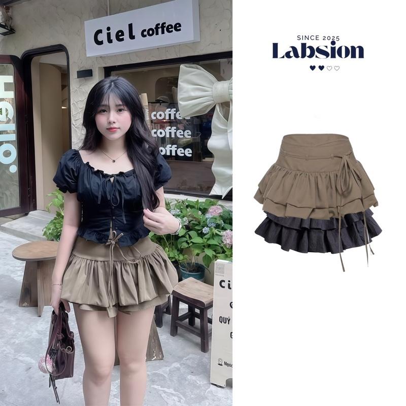 [LABSION] Chân Váy Xoè 2 Tầng Có Quần Bảo Hộ Chất Vải Dày MAY KỸ Màu Be