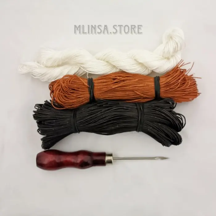 A✉E1 Benang Sol Benang Gujer 50 Meter Hitam Coklat Putih Dan Jarum Sol Z♪4I