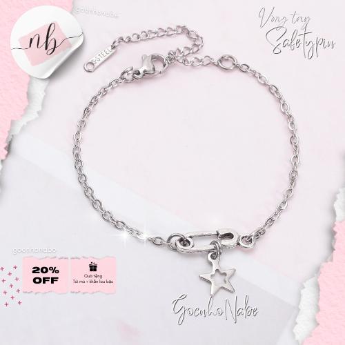 [ KHÔNG ĐEN GHỈ ] Vòng Tay Safety Pin Dây Trơn Vì Sao ? Titanium Không Ghỉ - vòng tay nữ Safety Pins Phụ Kiện