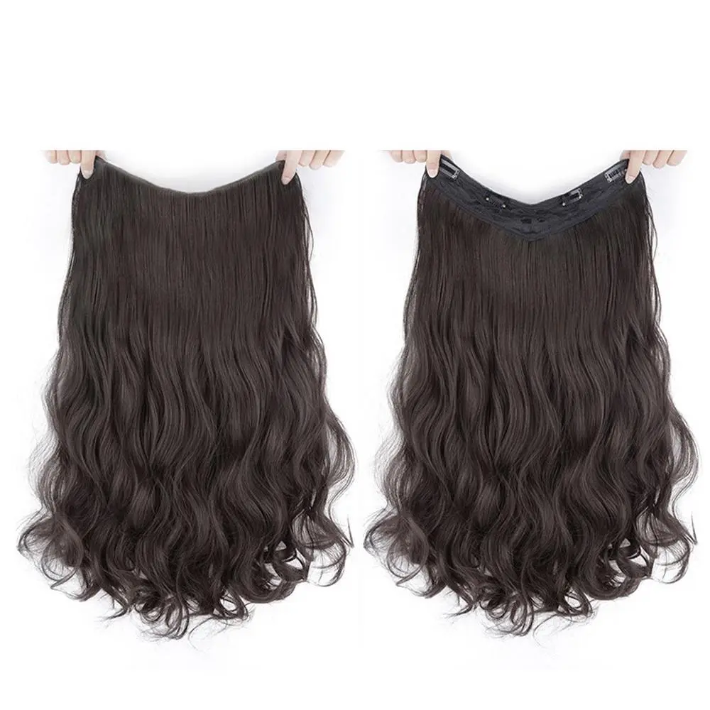 YANKUN 50cm Women Wigs Korean Nature Fluffy Wave Wig for Women High-quality One Piece Wig Long Curly Hair Wig Extensions Hair Accessories