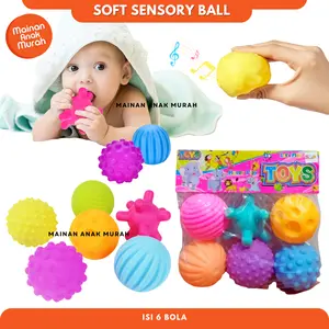 Soft Sensory Ball Isi 6 / Multi Texture Ball Mainan Bola Karet Anak Bayi Sensory Play Montessori Hand Soft Training Baby Squeeze Balls Early Educational Teethers