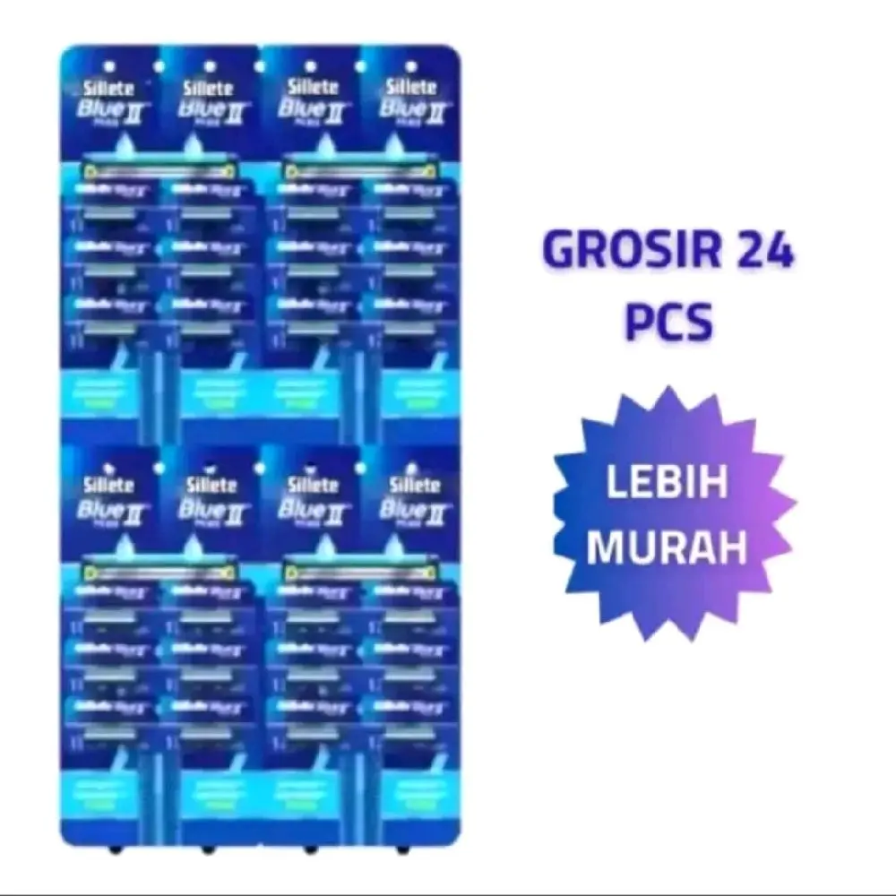 (PROMO) SILLETTE BLUE II ISI 24PCS PISAU CUKUR Pencukur Kumis Pria Razor Ketiak