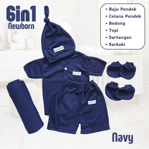 Paket Hemat Perlengkapan Bayi Baru Lahir Azkalisya 6in1 - Baju, Celana, Bedong, Topi, Sartaki, Sarung Tangan, Sarung Kaki - Katun, Parsel Rubber Imut brojol
