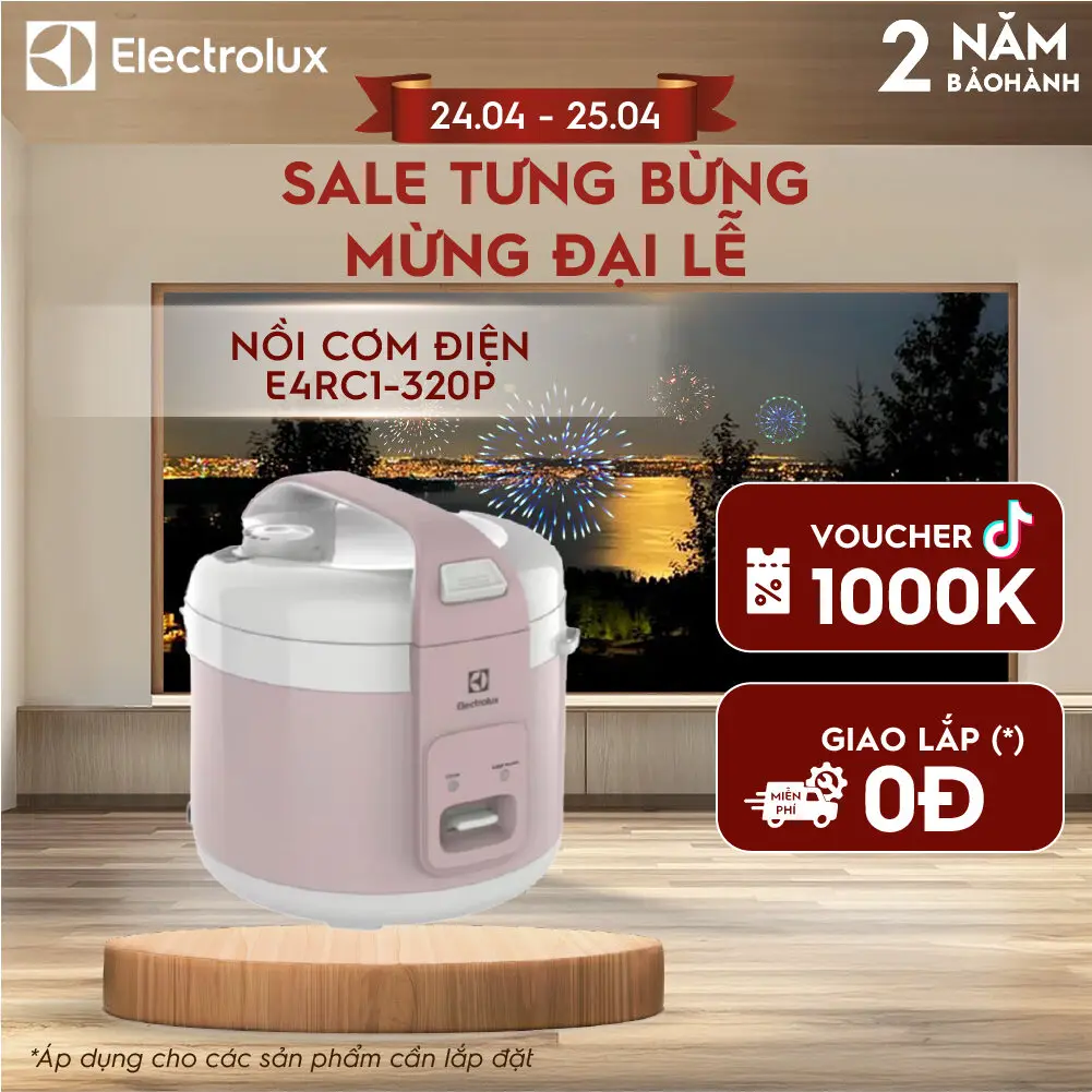 Nồi cơm điện Electrolux 1.8L E4RC1-320P, Thiết kế đa năng, dung tích lớn Nấu Cơm Cooker