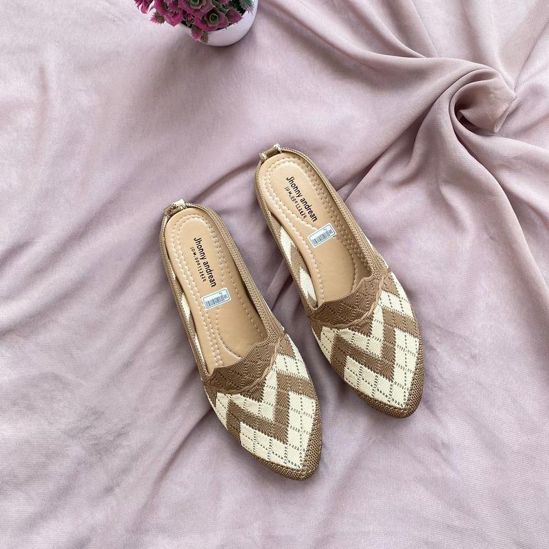 Flatshoes Rajut Wanita Sepatu Slip On Kekinian - Sol Karet Antislip 2