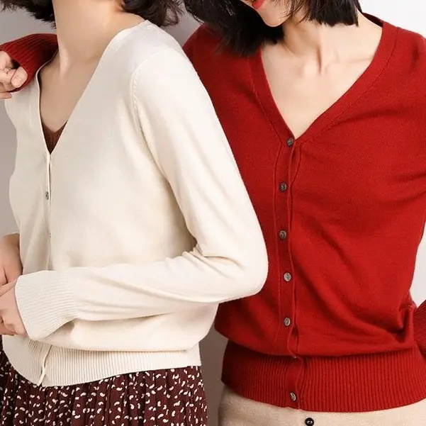 cardigan knit wanita lengan panjang V-neck bahan premium  D02 1
