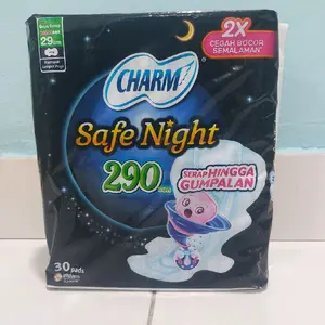 Charm Safe Night 29 cm - 30 Pads Serap Hingga Gumpalan 2X Cegah Bocor Semalaman