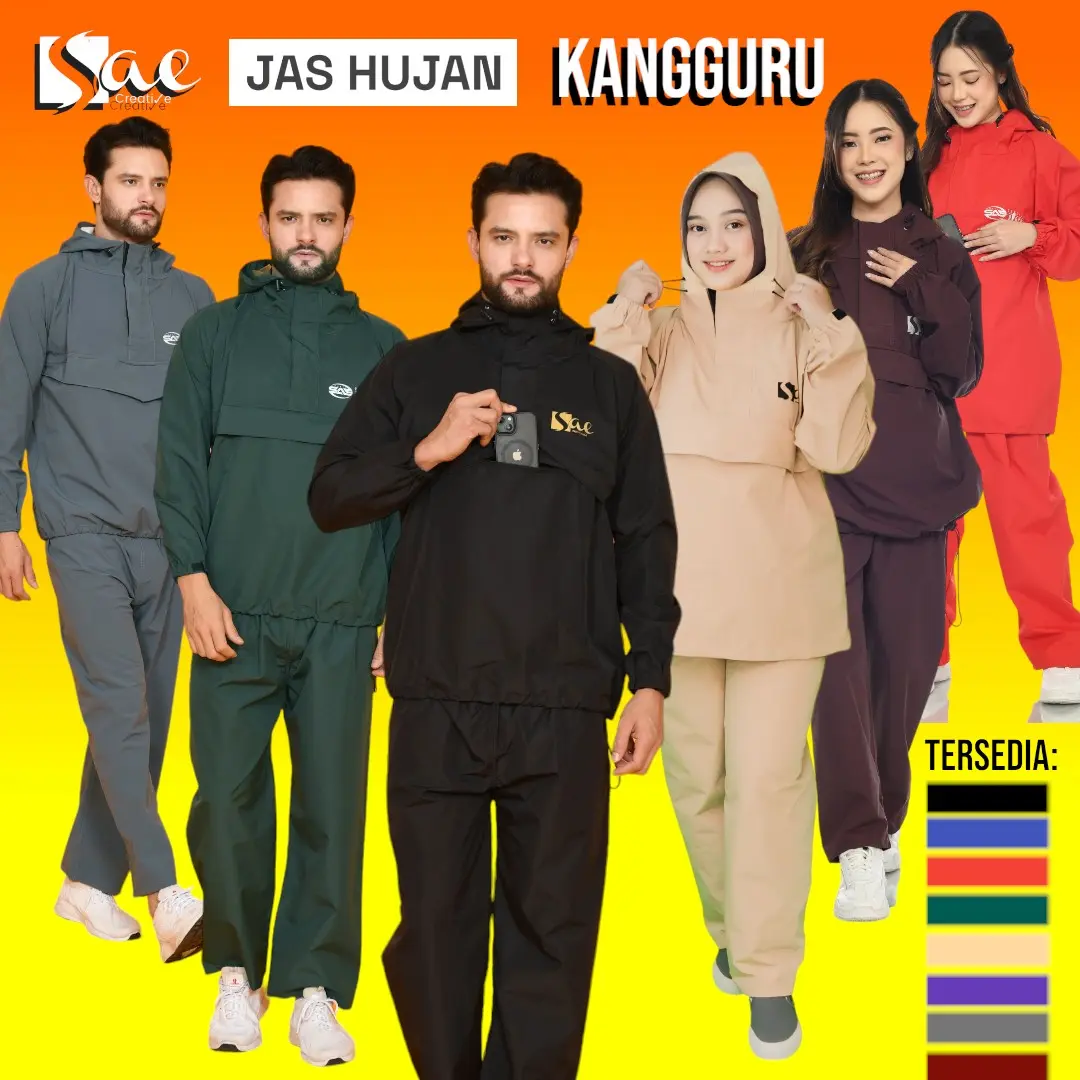 Jas Hujan Kangguru SAE/Jas Hujan Pria wanita dewasa/Mantel Outdoor Tahan air/Raincoat Jaket Multifungsi Hoodie