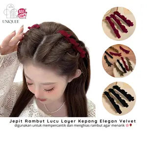 Uniqueestore JP2160 Klip Rambut Jepit Rambut Lucu Layer Kepang Elegan Velvet Hair Clips