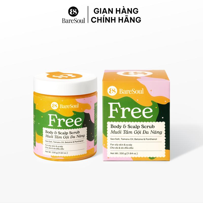   CHCD1  Muối tắm gội tẩy da chết da đầu tóc Free BareSoul Salt Body & Scalp Scrub 330G 
