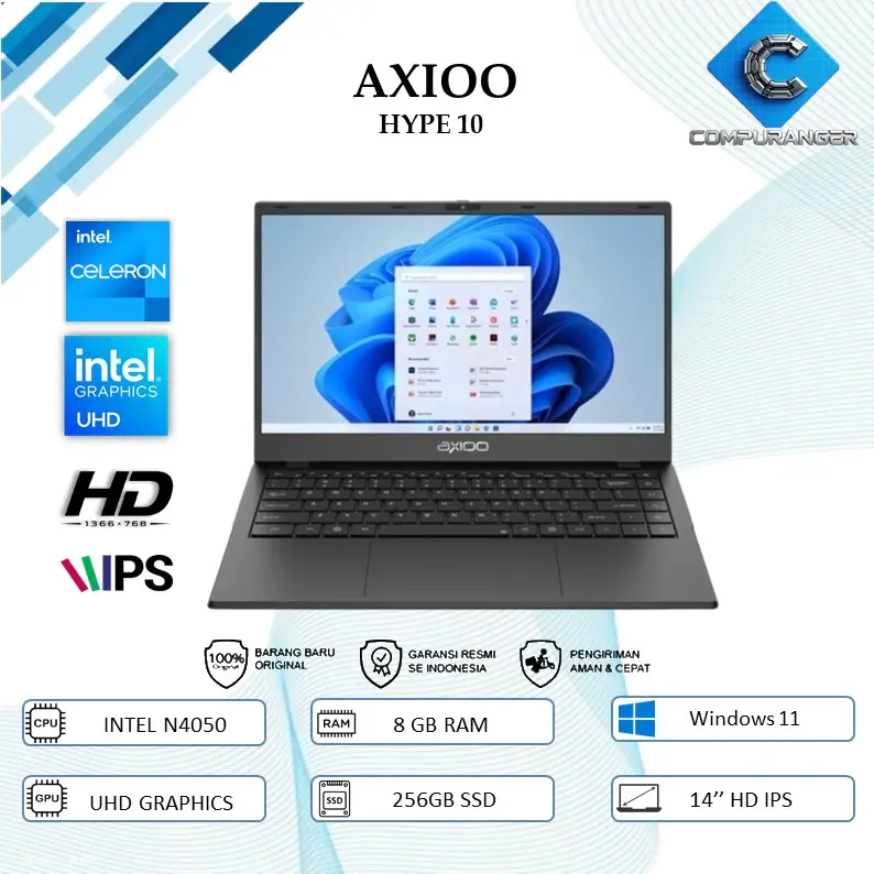 Laptop Notebook Axioo Hype 10 8GB Celeron N4020 256GB 14.0 inch Windows 10