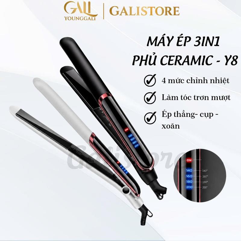 Máy ép duỗi tóc, là tóc Y8, uốn xoăn tóc 3in1, máy duỗi tóc Cao cấp cho Nữ Women Máy Uốn Tóc