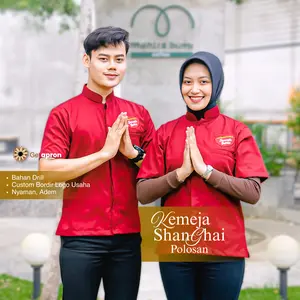 Getapron || Kemeja Shanghai FnB Seragam Bahan Drill Nyaman Adem Custom Bordir Logo Usaha Premium Quality