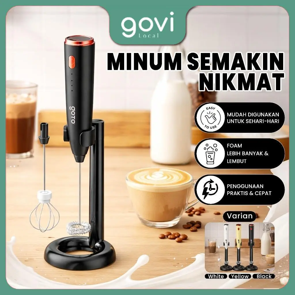 Goto [COD] Cremo Hand Mixer Mini Milk Frother Elektrik Alat Pengocok Telur USB Rechargeable Free Stand Holder