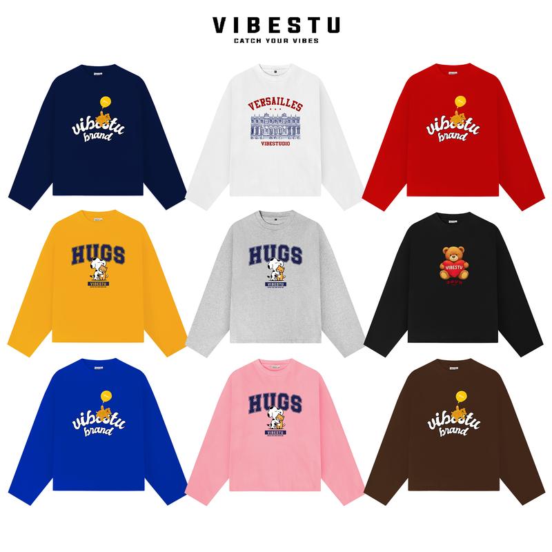 Áo Thun Tay Dài Form Boxy VIBESTU '' BST Longsleev V1 '' Áo Longsleev Unisex Cotton 250Gsm Menswear