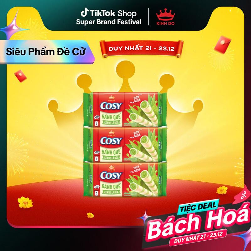 Bánh Quế COSY Kem Vị Lá Dứa Combo 3 Bánh x 126g 