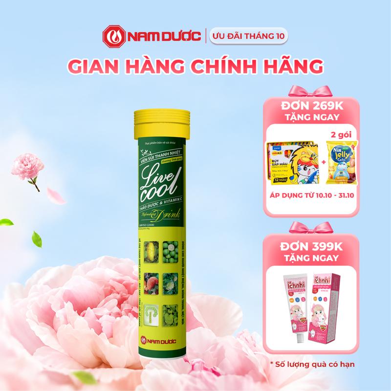 Sủi Thanh Nhiệt Livecool hương dưa gang TPBVSK Hỗ Trợ Giảm Nhiệt Miệng, Nóng Trong, Mệt Mỏi
