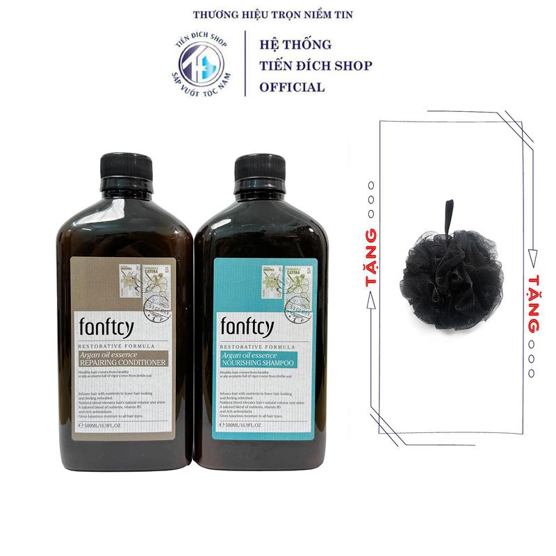  Dầu Gội Dầu Xả FANFTCY 500ml Argan Oil cho tóc khô xơ uốn nhuộm Hỗ trợ Giảm Gãy Rụng Phục Hồi Tóc Hư Tổn Hương Nước Hoa + Tặng bông tắm than tre 
