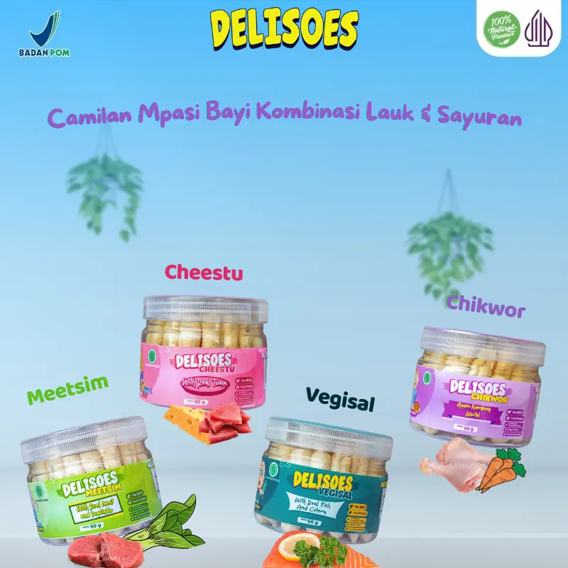 Delisoes Snack Mpasi Bayi Snack Bayi Sehat Tekstu Puff - 50gr Cemilan Mpasi