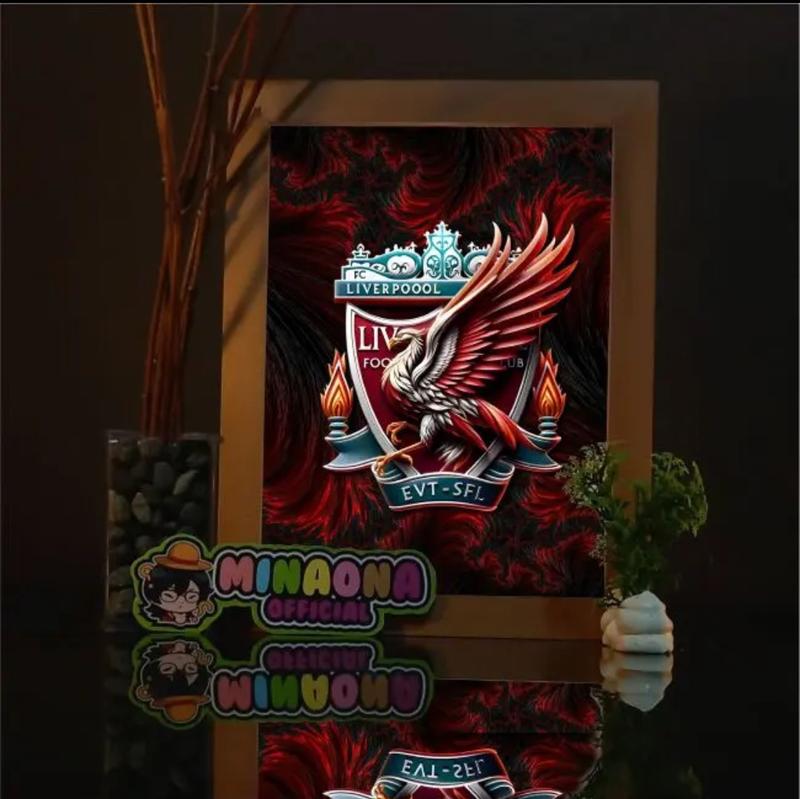 Product Introduction of LAMPU HIAS BOX 3D - Hiasan Meja Minimalis 3D dengan Bingkai Kayu Motif Natural dan Kaca Akrilik Tebal 2mm, Full Set untuk Dekorasi Meja, Dinding, atau Lampu Tidur EDISI REAL MADRID, BARCELONA, MANCHESTER UNITED, LIVERPOOL childhood floating moon Merah 1